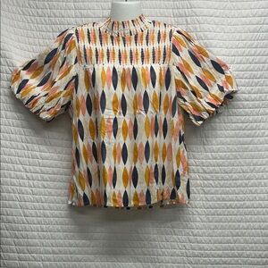 Anthropologie Banjana Multicolor Puff Sleeve Blouse